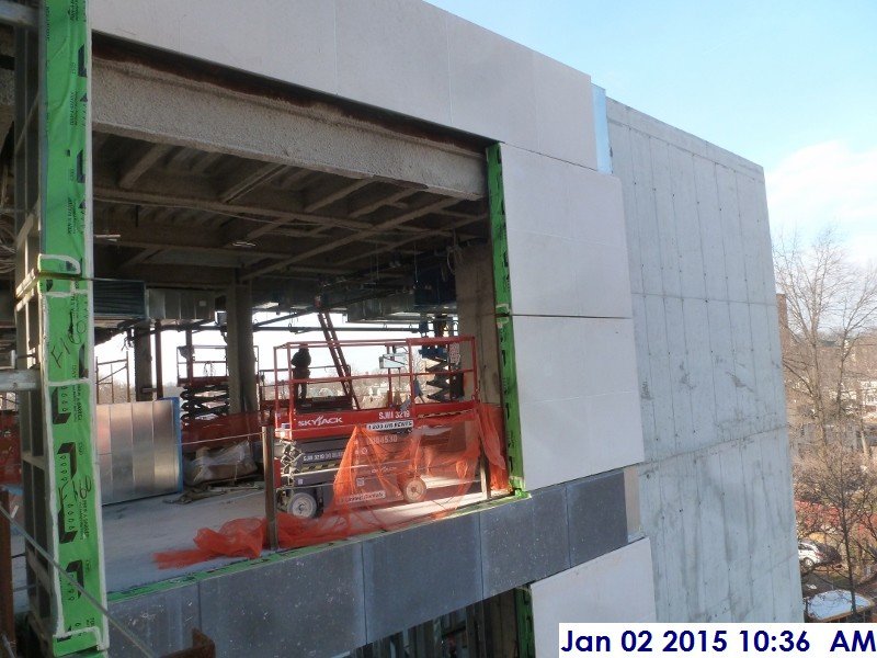 Erecting Stone panels at the 4th floor East Elevation 2